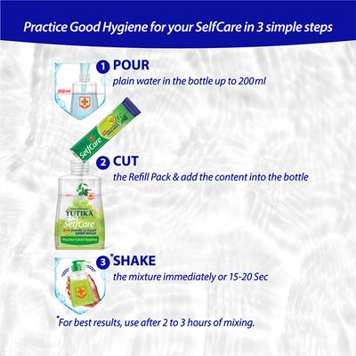 Yutika Selfcare Combo (Powder To Liquid Refill Pack 10 gm + Pump Dispenser Hand Wash 200 ml) - Tulsi & Neem - Hand Wash & Soaps