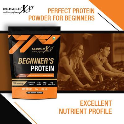 MuscleXP Beginner's Whey Protein Powder - Double Chocolate 1 kg - Workout Essentials