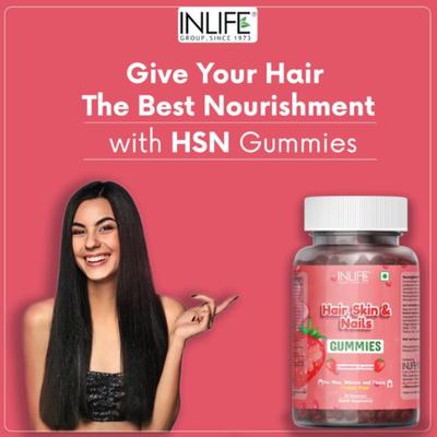 Inlife Hair, Skin & Nail Gummies - Strawberry 30's - Hair & Skin