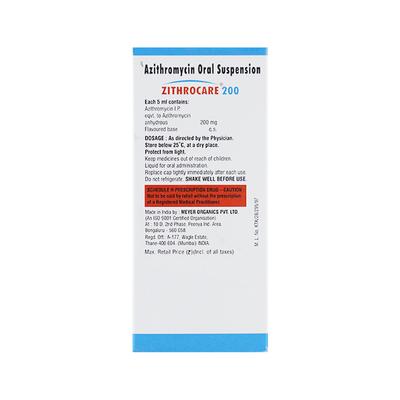 Zithrocare 200mg Readymix Suspension 15ml - Bacterial Infections-Mac