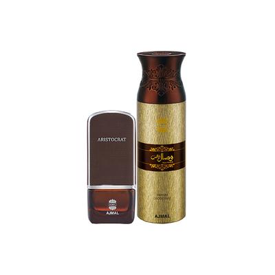 Ajmal Aristocrat EDP Citrus Woody Perfume And Wisal Dhahab Deodorant Fruity Floral Fragrance 275 ml - Men Perfumes (Edt/Edp)