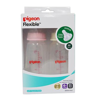 Pigeon Peristaltic Nursing Bottle Twin Pack Kpp Nipple - Pink &White (M) 200 ml - Feeding & Nursing