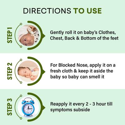 Baby Organo Ayurvedic Eucalyptus Oil Natural Cold Relief Roll-on 40 ml - Balms & Rubs