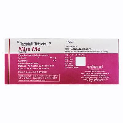 MISS ME 10mg Tablet 1's - Impotence/Erectile Dysfunction (Ed)
