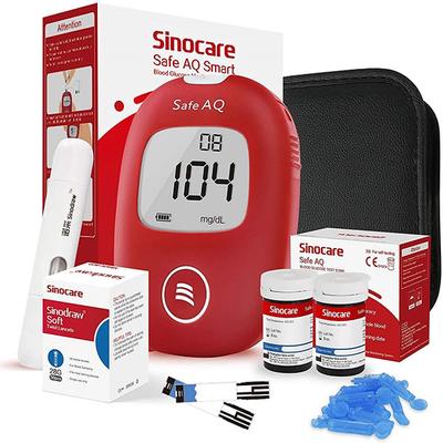 Sinocare Safe AQ Smart Glucometer Set (Test Strips 50's + Lancets 50's) 1's - Blood Glucose Monitors/Test Strips