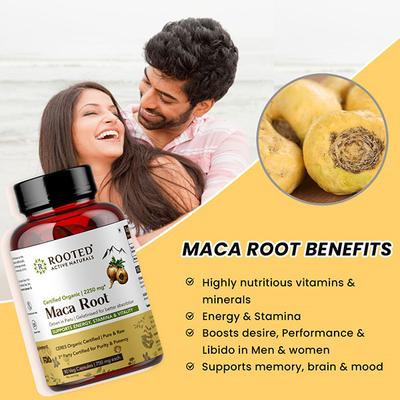Rooted Active Naturals Maca Root with Reishi Veg Capsule 90's - Sexual Healthcare