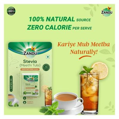 Zandu Stevia Tablet - Meethi Tulsi 100's - Diabetes Care (Ayush)
