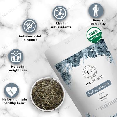 Tea Treasure White Tea Leaves - Silver Needle 50 gm (Pouch) - Teas