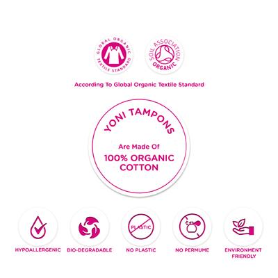 Yoni Organic Cotton Tampons - Heavy 16's - Tampons
