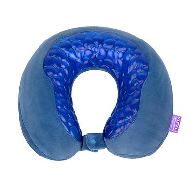VIAGGI U Shape Cooling Gel Silicon Memory Foam Travel Neck Pillow - Blue - Pads And Pillows