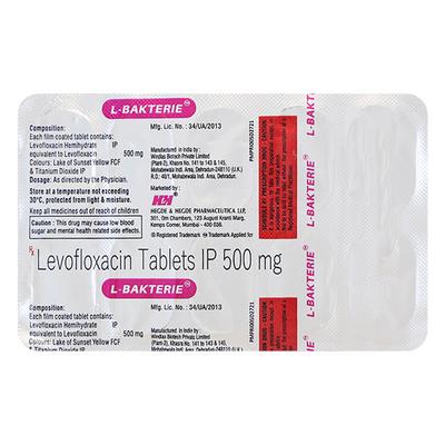 L BAKTERIE 500mg Tablet 10's - Bacterial Infections-Qui