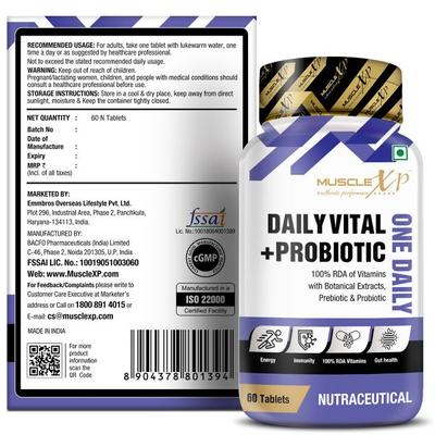 MuscleXP Daily Vital + Probiotic One Daily Tablet 60's - Digestive Health