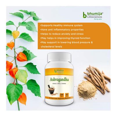 Bhumija Lifesciences Ashvagandha 250 mg Capsule 60's - Ashwagandha