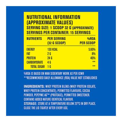 Fast&Up Whey Essentials Premium Whey Blend Powder - Rich Chocolate 480 gm - Whey Proteins