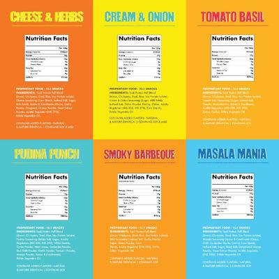Taali Protein Puffs Combo 60 gm Each (Smoky Barbeque + Tomato Basil + Cheese & Herbs + Pudina Punch + Cream + Masala Mania) - Nutritional Bars