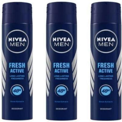 Nivea Men Fresh Active Deodorant Spray 150 ml (Buy 2 Get 1 Free) - Men Deodorants/Roll-Ons