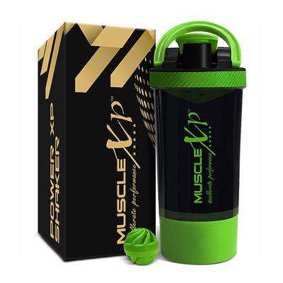 MuscleXP Power XP Gym Shaker - Black & Green 700 ml - Workout Essentials