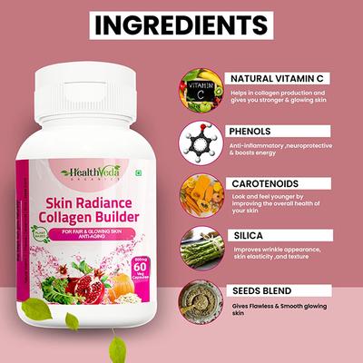 Health Veda Skin Radiance Collagen Builder 800 mg Veg Capsule 60's - Multi-Vitamins