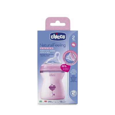 Chicco Natural Feeling Feeding Bottle - Pink 250 ml - Feeding & Nursing