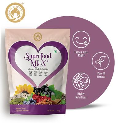 Mom & World Superfood Seeds Nuts & Berries Mix 200 gm - Nutritional Bars