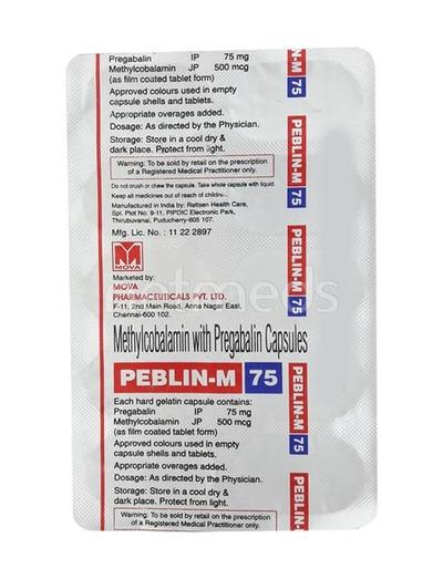 Peblin M 75mg Capsule 10'S - Neuropathic Pain-Noo
