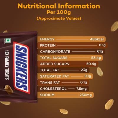 Snickers 13X Family Treats (Pack of 13 x 12 gm) 1's - Nutritional Bars