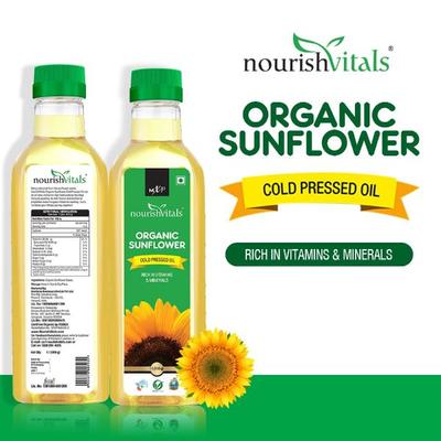 NourishVitals Organic Sunflower Cold Pressed Oil 1 litre - Health Products