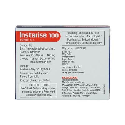Instarise 100mg Tablet 4'S - Impotence/Erectile Dysfunction (Ed)