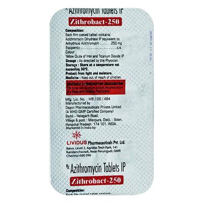 ZITHROBACT 250 Tablet 6's - Bacterial Infections-Mac