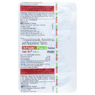 XPAIN PLUS 4mg Tablet 10's - Muscle Spasm-Mus