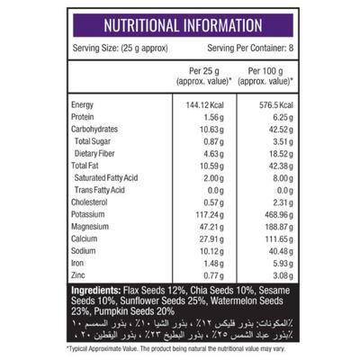 NourishVitals 6 in 1 Super Seeds Mix 200 gm - Nutritional Bars