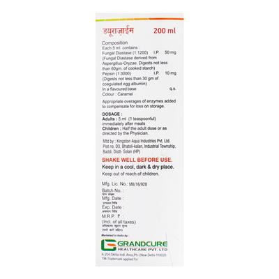 DURAZYME Syrup 200ml - Digestion-Dig