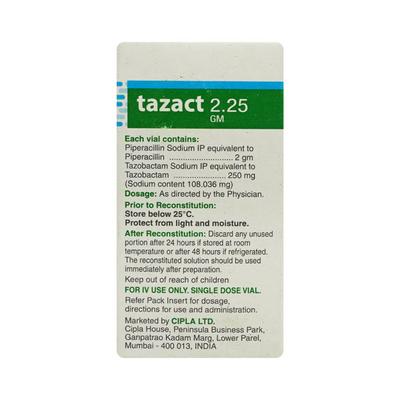 Tazact 2.25gm Injection 1's - Bacterial Infections-Pen