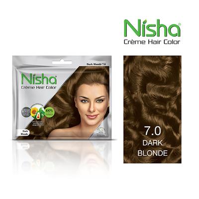 Nisha Creme Hair Color - 7.0 Dark Blonde 40 gm - Crème