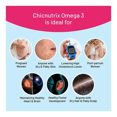 Chicnutrix Omega 3 Softgel Capsule - Chocolate Flavour 60's - Omega Fish Oil Fatty Acids