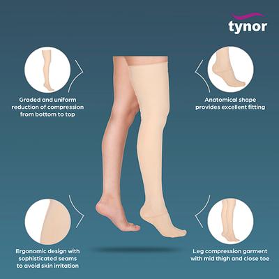 Tynor Compression Garment Leg Mid Thigh Closed Toe - Wide (XL) (I 79) - Knee/Ankle/Leg/Foot Supports