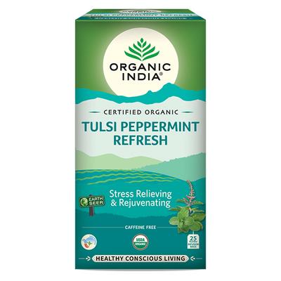 Organic India Tea Bags- Tulsi Pepper Mint Refresh 25's - Green/Herbal Teas