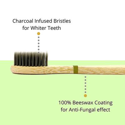 Purexa Biodegradable Bamboo Soft Toothbrush - Charcoal (Pack of 4) - Toothbrushes