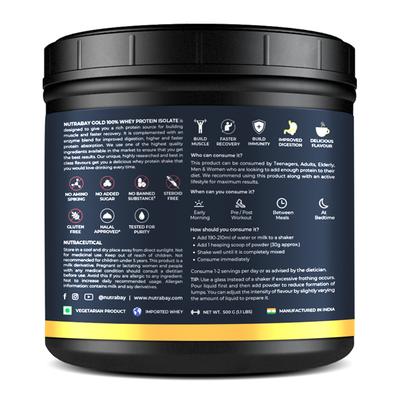 Nutrabay Gold Isolate Whey Protein Powder - Cafe Mocha Flavour 500 gm - Whey Proteins