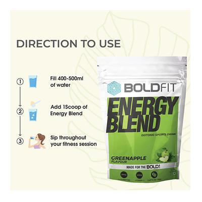 Boldfit Energy Blend Isotonic Sports Drink - Greenapple Flavour 1 kg - Workout Essentials
