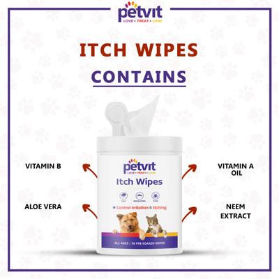 Petvit Itch Wipes - For All Breeds Dogs & Cats 50's - Pet accessories