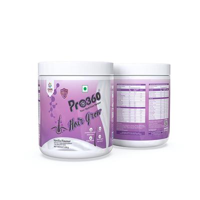 Pro360 Hair Grow Nutritional Powder - Vanilla Flavour 250 gm - Hair & Skin