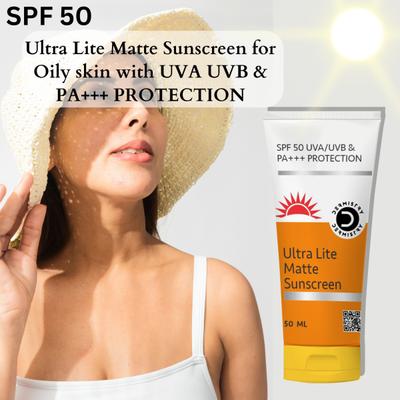 Dermistry Ultra Lite Matte Sunscreen SPF 50 UVA UVB PA+++ Protection 50 ml - Face Sunscreen
