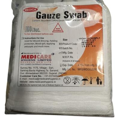 Medica Mediswab Gauze Swab 10 cm x 10 cm x 8 PLY 100's - Bandages & Dressings