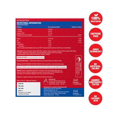 Fast&Up Activate Pre Workout Tablet - Orange Flavor (Pack of 3 x 10's) - Calcium And Minerals