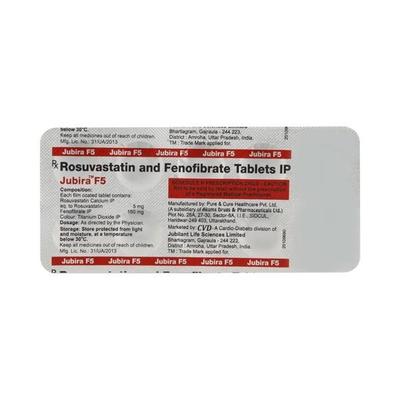 Jubira F 5mg Tablet 10'S - High Cholesterol-Dys