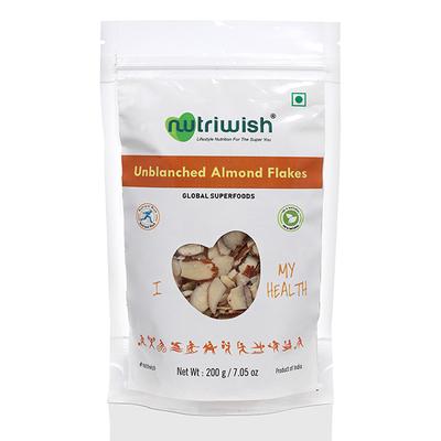 Nutriwish Unblanched Almond Flakes 200 gm - Nutritional Bars