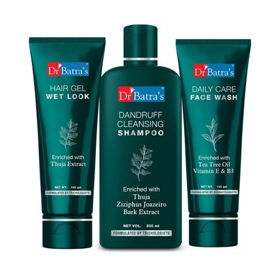 Dr Batra's Daily Care Face Wash 100 gm + Dandruff Cleansing Shampoo 200 ml + Wet Look Hair Gel 100 gm - Personal Care (Ayush)
