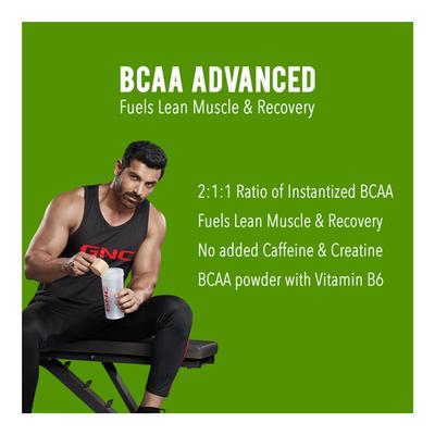 GNC AMP Gold Series BCAA Advanced Powder with Vitamin B6 - Green Apple Flavour 400 gm - Bcaa Supplements