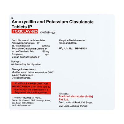 TOXICLAV 625 Tablet 6's - Bacterial Infections-Pen